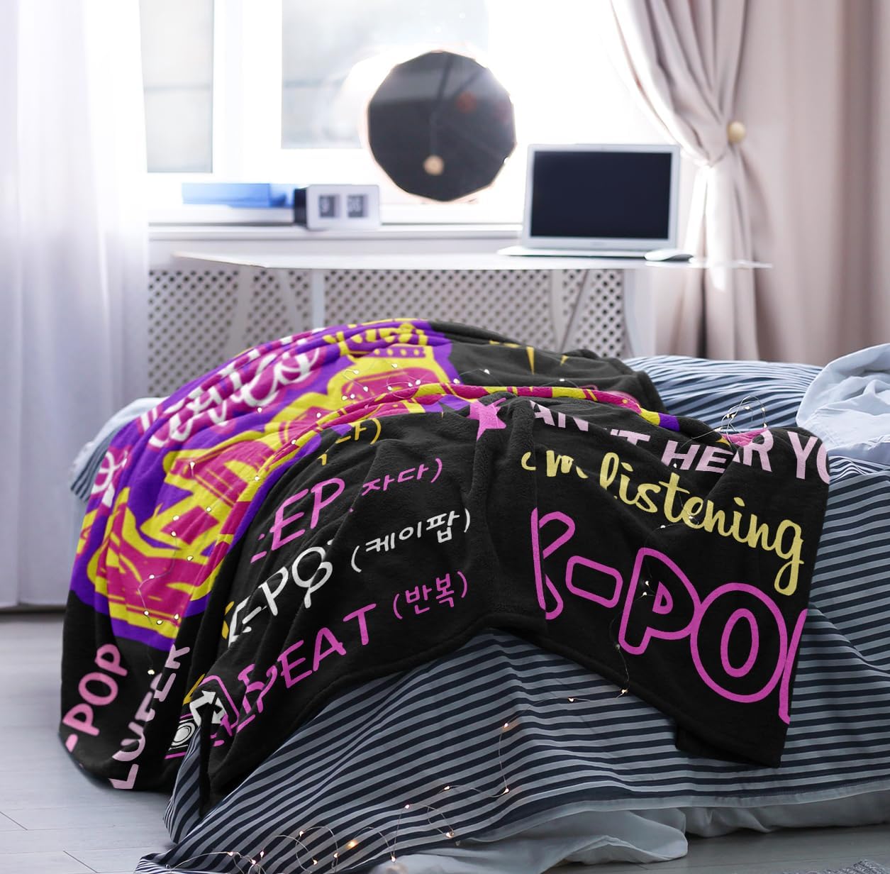 Kpop Merch, Kpop Blanket, Kpop Gifts, K Pop Birthday Decorations, K Pop Blanket 60x50in, Kpop Gifts for Girls/Women, Kpop Merchandise, Kpop Blankets for Girls for Christmas Birthday