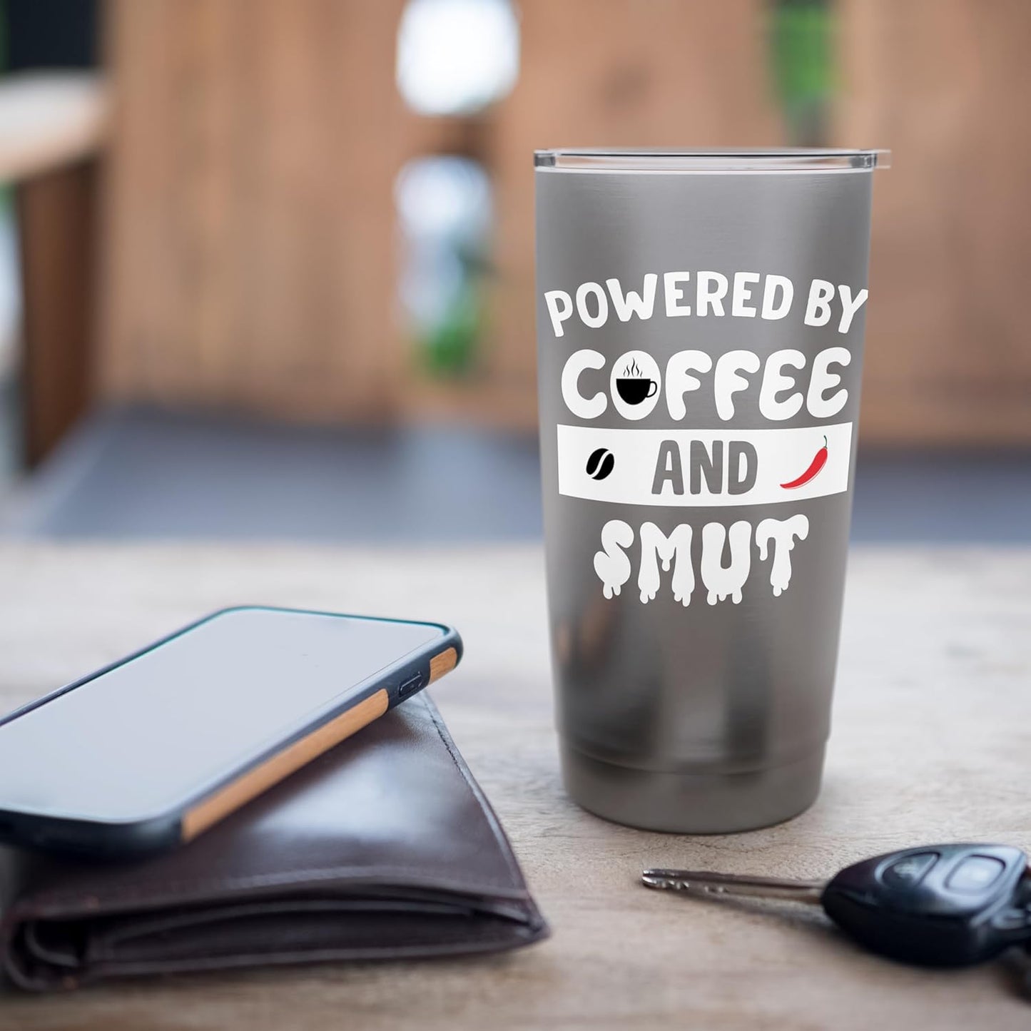 Powered by Coffee & Smut Sign,Smutty Books Lover Smutt Book Stainless Steel Insulated Tumbler