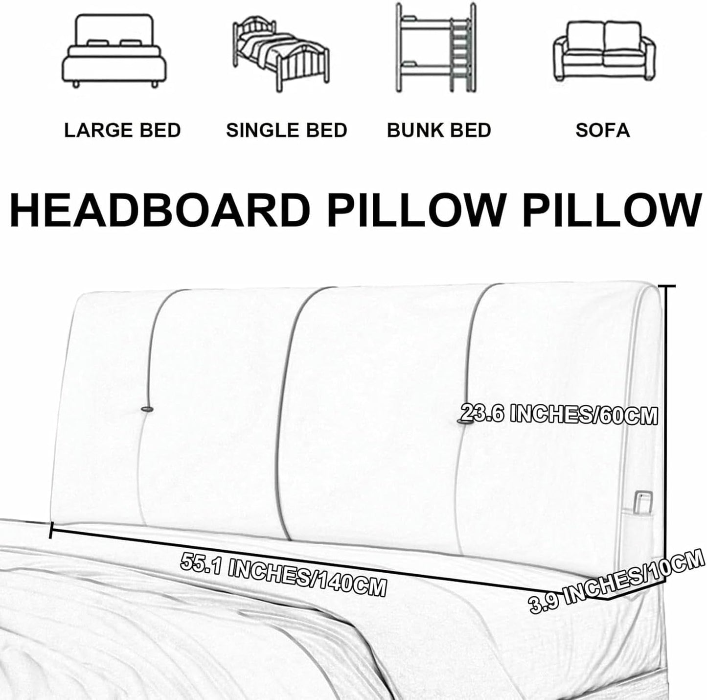 Faux Leather Headboard Pillow Support Upholstered,Lumbar Pillowboard Large Backrest Full Bedside Cushion,Sofa Bed Bunk Bed Pillow with Removable Cover,Green2,39inch/Twin