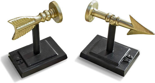 Large Gold Arrow Metal Bookends | Heavy, Decorative, Farmhouse, & Unique for The Bookshelf by Wallcharmers