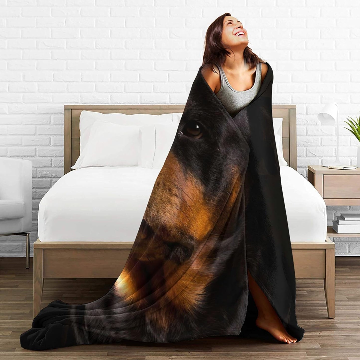 Rottweiler Cute Dog Charm Quiet Full Fleece Throw Cloak Wearable Blanket Flannel Comforter Quilt Nursery Bedroom Bedding Plush Soft Cozy Air Conditioner Blanket