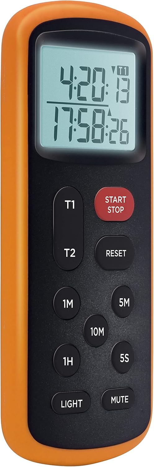 Lavatools KT8 Digital Kitchen Dual Timer & Stopwatch, Backlight, Ultra Loud Alarm, Mute Function, Quick-Set Buttons, Hang Hole, Magnetic for Cooking and Classroom with Lanyard