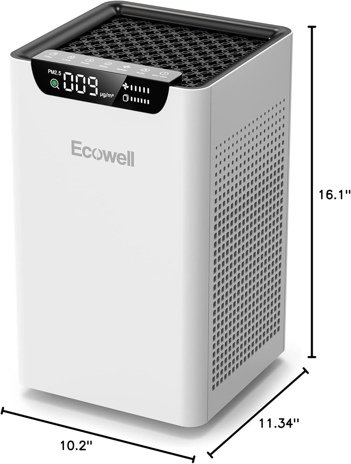 ECOWELL Air Purifiers for Home Large Room Bedroom Fit Up to 1185 Sq Ft Room W/Auto Sensor, Dual Sides Air Intake,True HEPA Filters Capturing 99.97% the Dust Pet Hair Smoke Pollen Odor EAP260, White