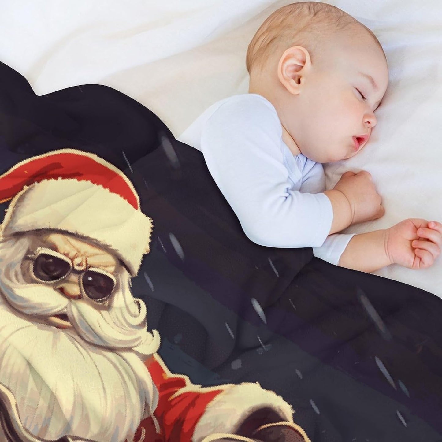 Santa Claus Biker Riding Blanket Super Soft Lightweight Throw Blanket Cute Cozy Warm Bed Blanket Decorative Fuzzy Blanket All-Season Home Decor Gift for Sofa Couch Living Room 30"*40"(76 * 100cm)