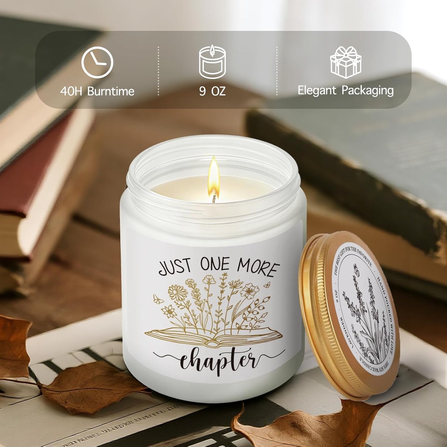 Funny Scented Candle Gifts for Book Lovers, Smells Like Just One More Chapter, Reading Day Candles Decor Gift for Readers, Librarian, Bookworm, Bookish Club Candles Gift for Christmas-36