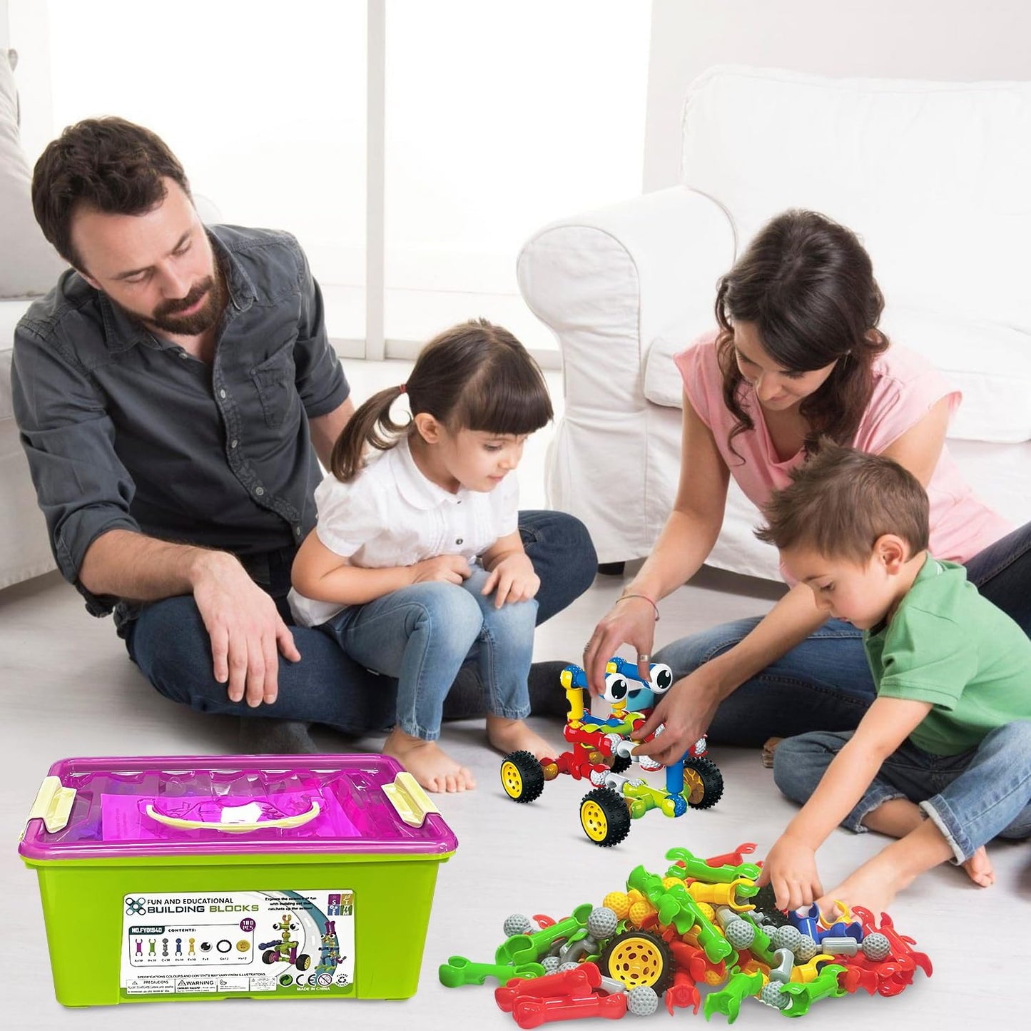 Stem Building Toys for 3 4 5 6 7 8 Year Old Boys Girls Kids,180 Pieces Building Blocks Educational Learning Toys with Large Storage Box,Ideal Christmas Birthday Gifts