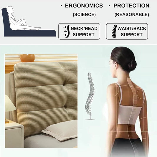 Headboard Pillow Striped Support Upholstered Lumbar Pillowboard Large Backrest Bedside Cushion Sofa Bed Bunk Bed Tatami Headboard with Removable Cover,White,Paste 79"/King