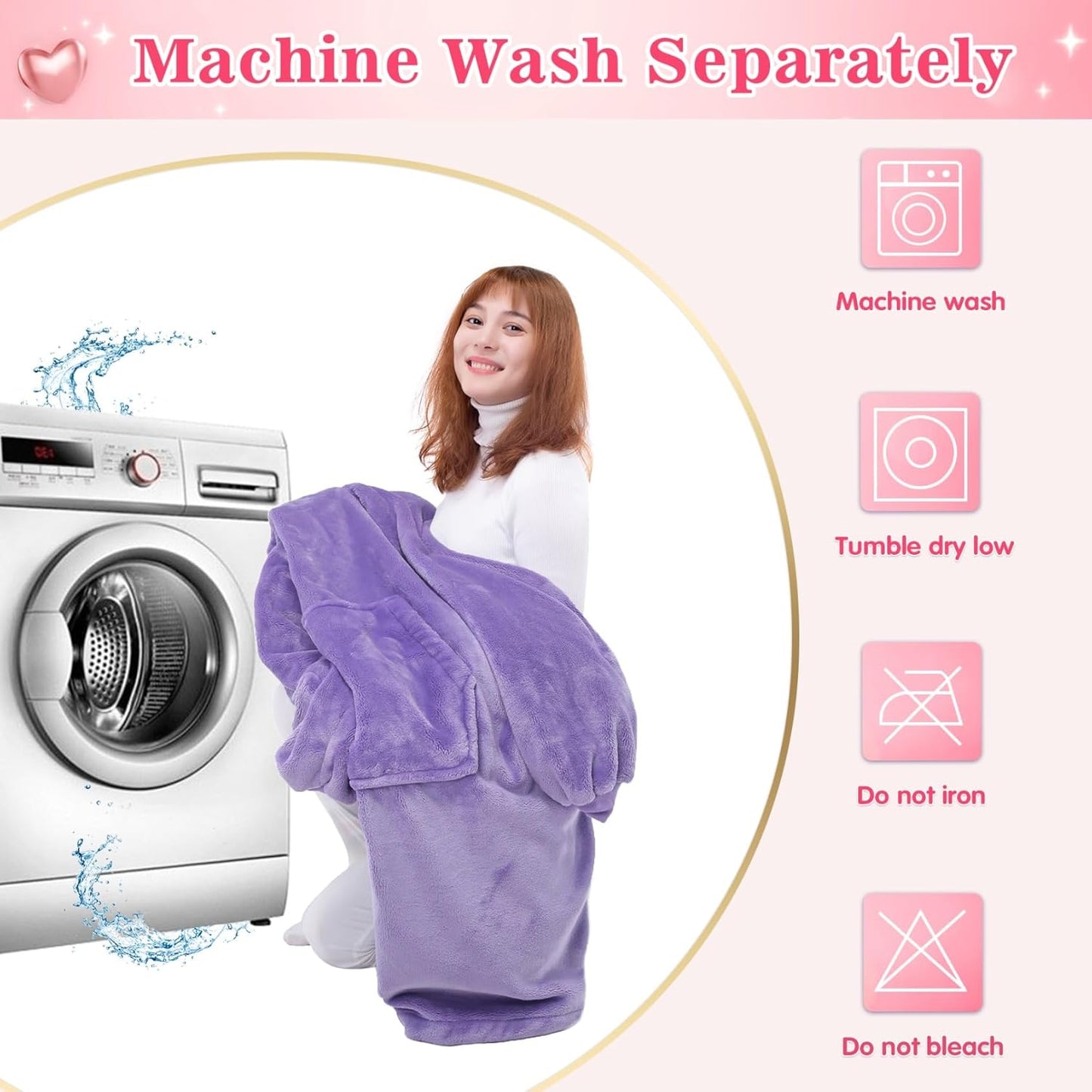 Waitu Wearable Blanket Sweatshirt Gifts for Women and Men, Super Warm and Cozy Blanket Hoodie, Thick Flannel Blanket with Sleeves and Giant Pocket - Purple