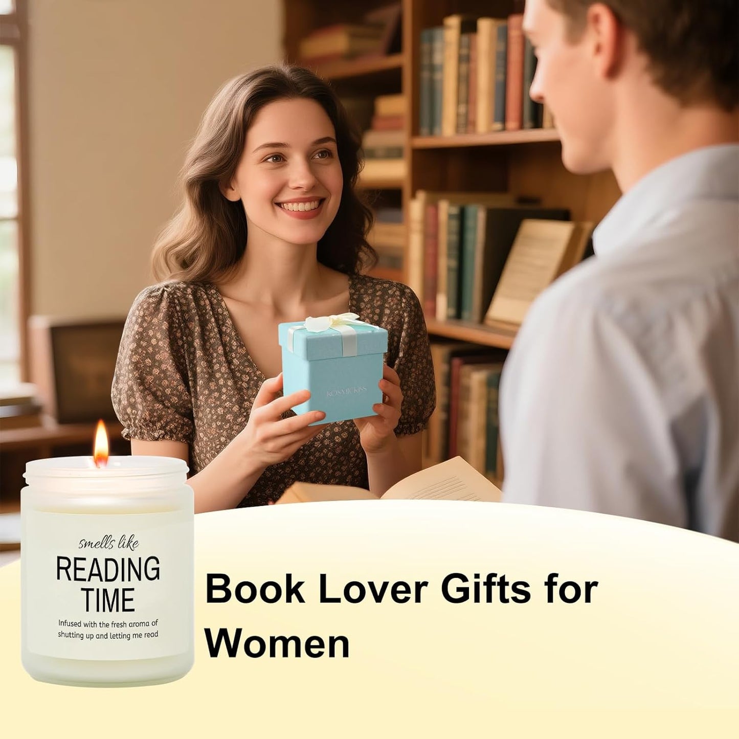 Gifts for Book Lovers, Book Lover Gifts for Women, Readers Bookish Gift Reading Accessories for Librarian Books Themed Club, Reader Bookworm Candle Gift