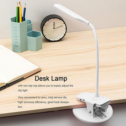 Topyond Desk Lamp with Clamp, 360° Adjustable USB Clip Light, Eye Caring Reading Lamp with Heat-Resistant Base for Home Office Dormitory Study