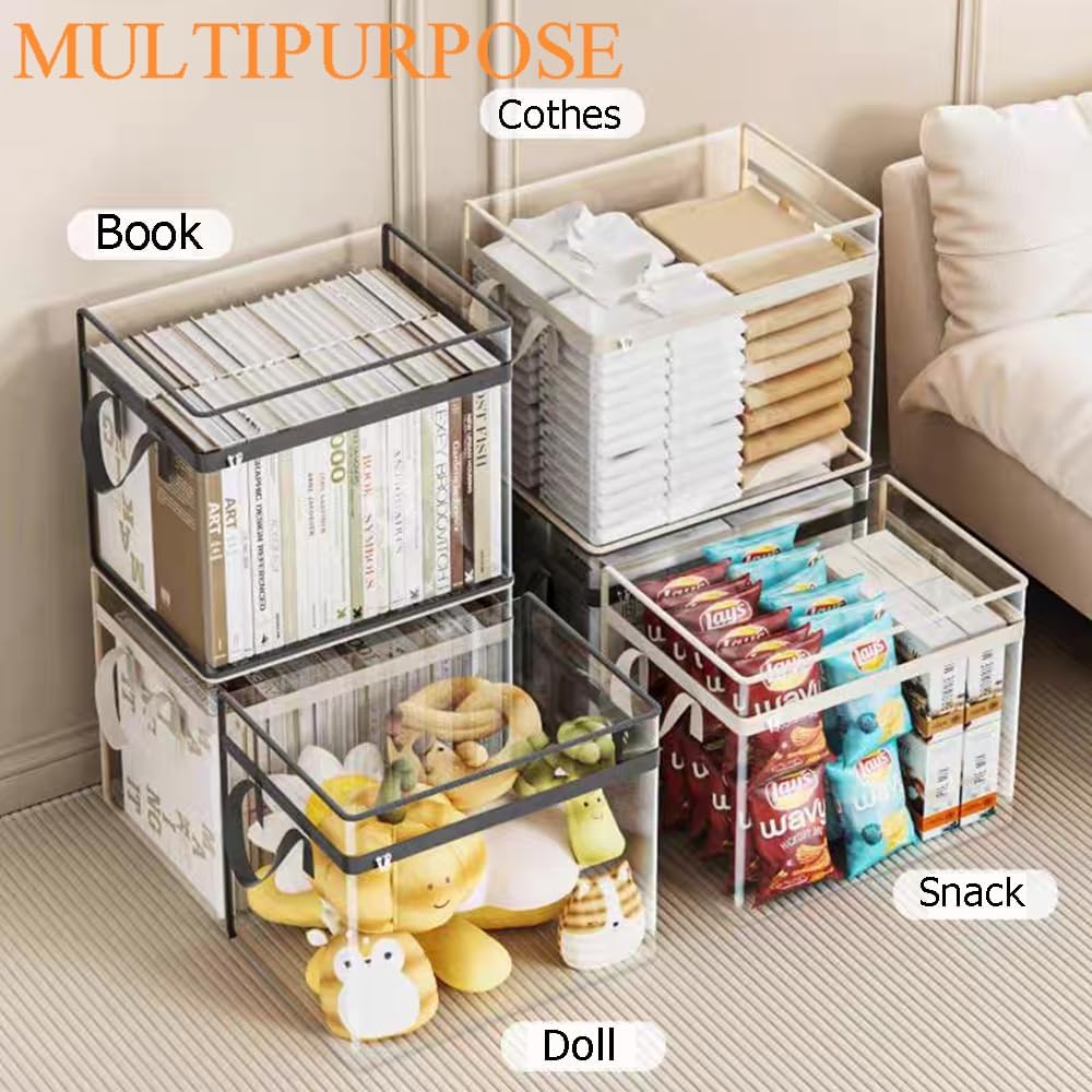Waterproof Clear Zippered Organizers Largesize,Moving Storage Bags with Reinforced Handles,Closet Organizers and Storage Container for Book DVD Blu Ray Disc Clothing,15''x12.5''x9.5''