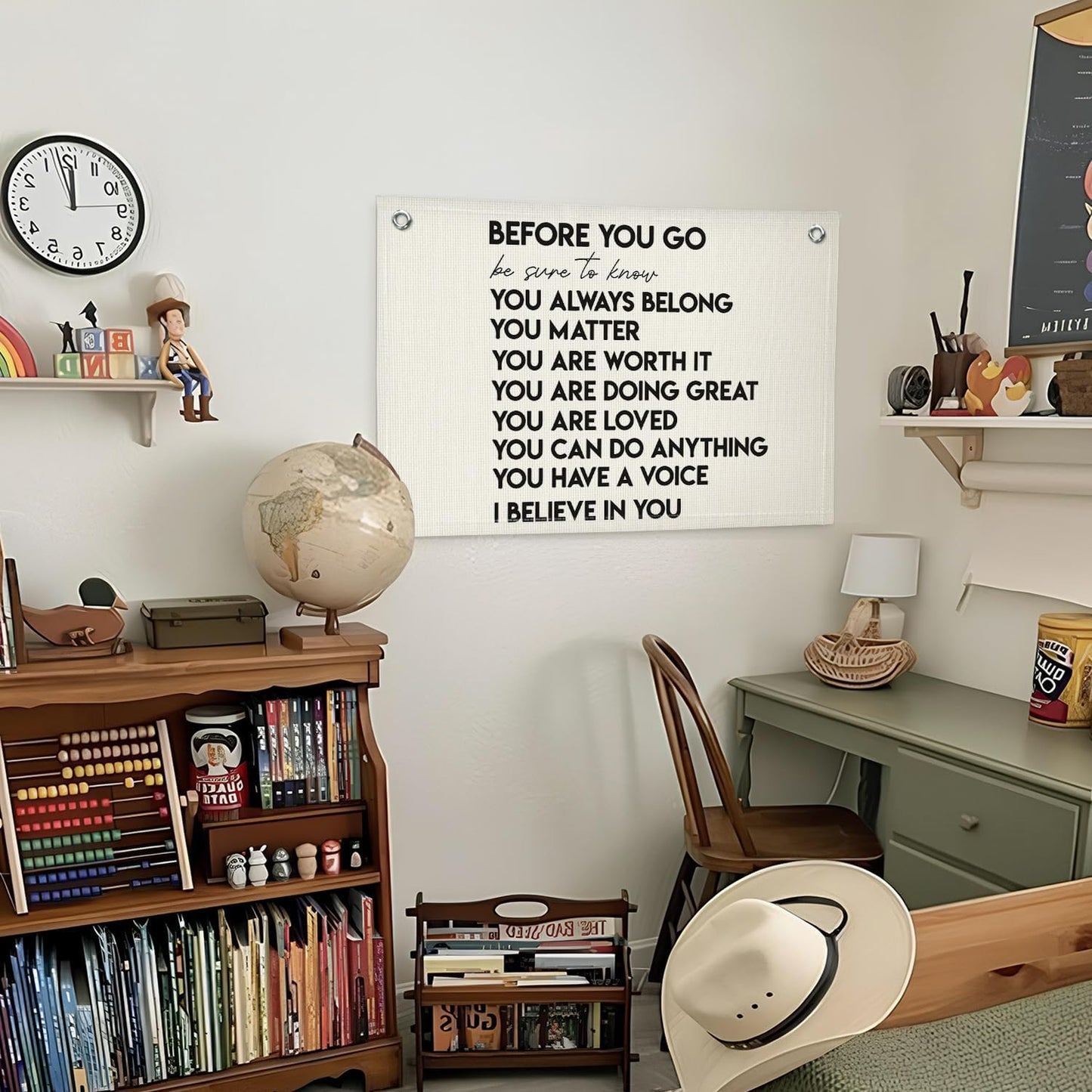 Lacama Mental Health Positive Affirmations Inspirational Wall Art for Classroom Therapist Office Decor, Inspirational Wall Hanging Banner Decor for Kids Teen Room Bedroom Playroom 30x20 Inch