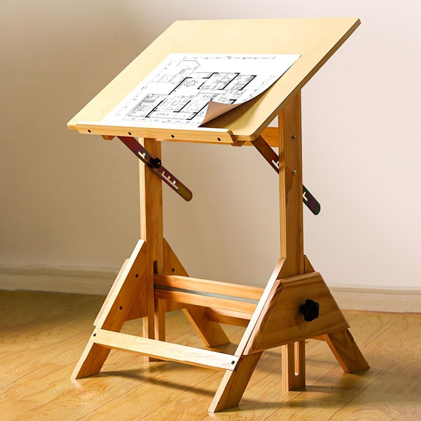 Drawing Tilting Tablet,Drafting Table,Drafting Table, Natural Design Solid Wood Artist Desk, Adjustable Height & Angle, Architect Table Writing Design Reading Studio (Size : 45 * 60cm/17.7 *