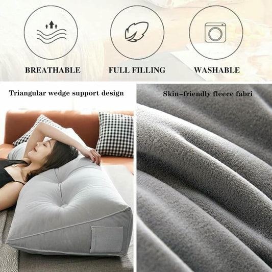 Soft Reading Bed Rest Pillow Large Bolster Cushion Headboard Backrest Triangular Wedge Pillow Neck & Lumbar Support for Dorm Room Daybed Full Size~/