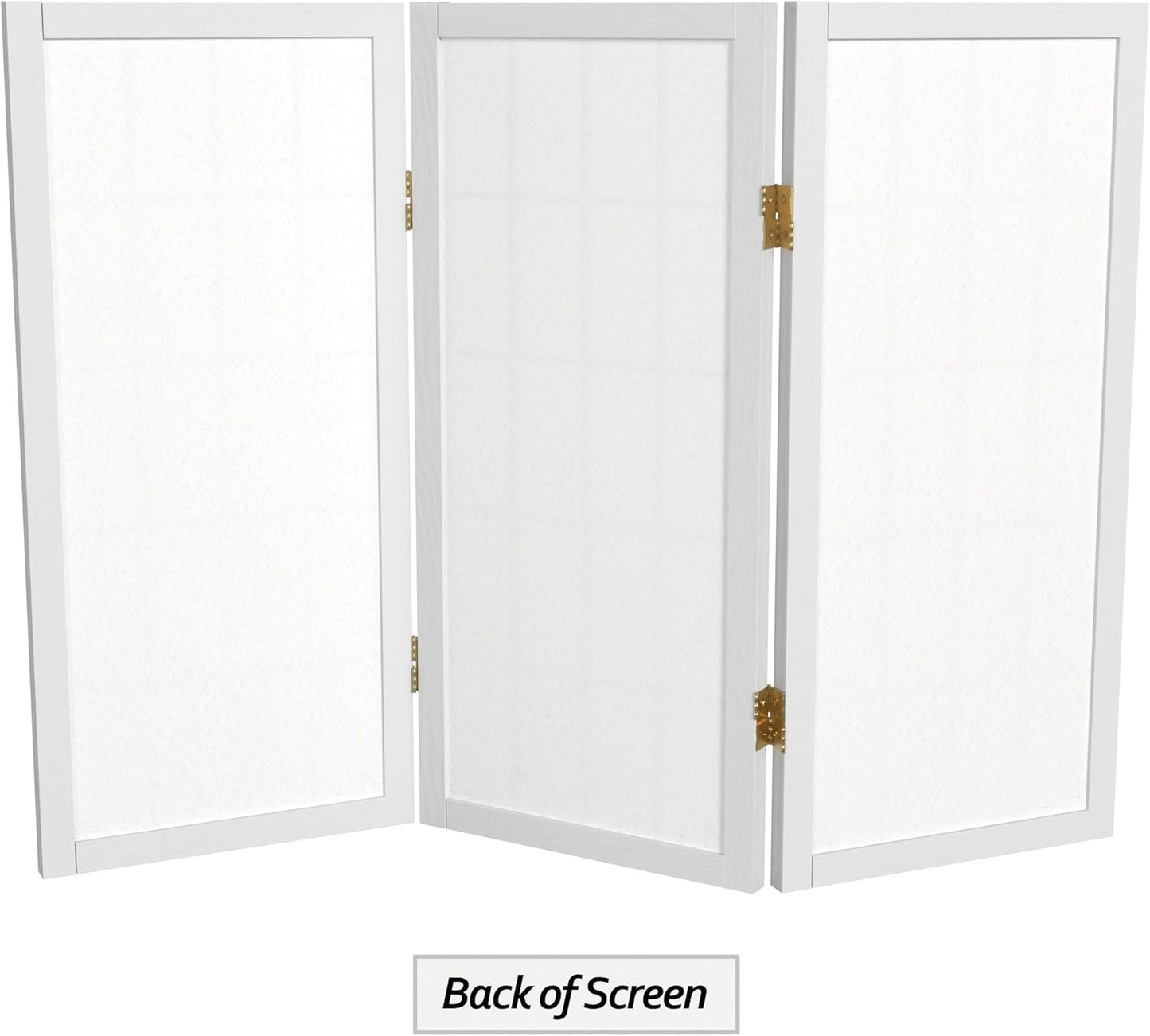 2 ft. Short Desktop Window Pane Shoji Screen - White - 3 Panels