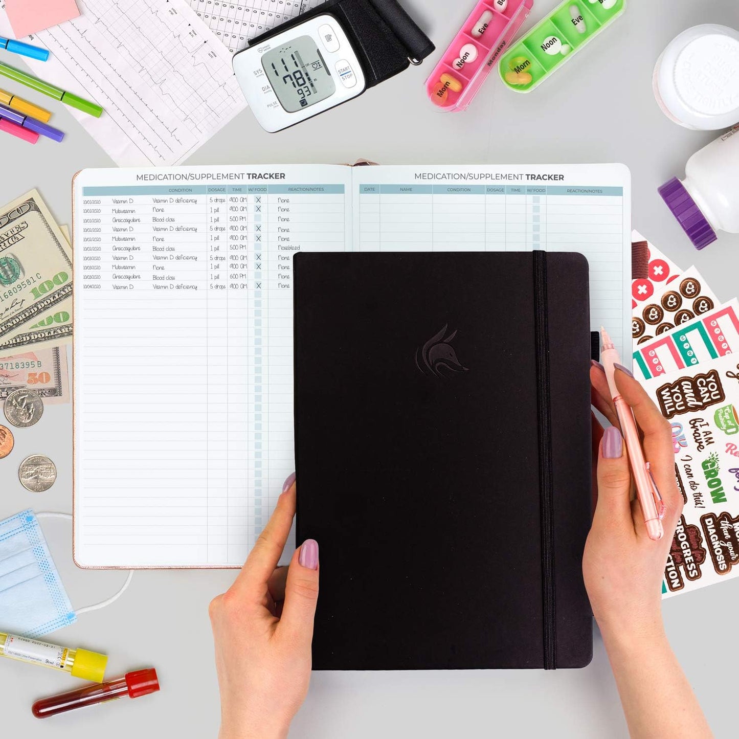Clever Fox Large Medical Planner 12-Month – Medical Notebook, Health Diary, Wellness Journal to Track Health – 12 Months, 7x10.5″ (Black)