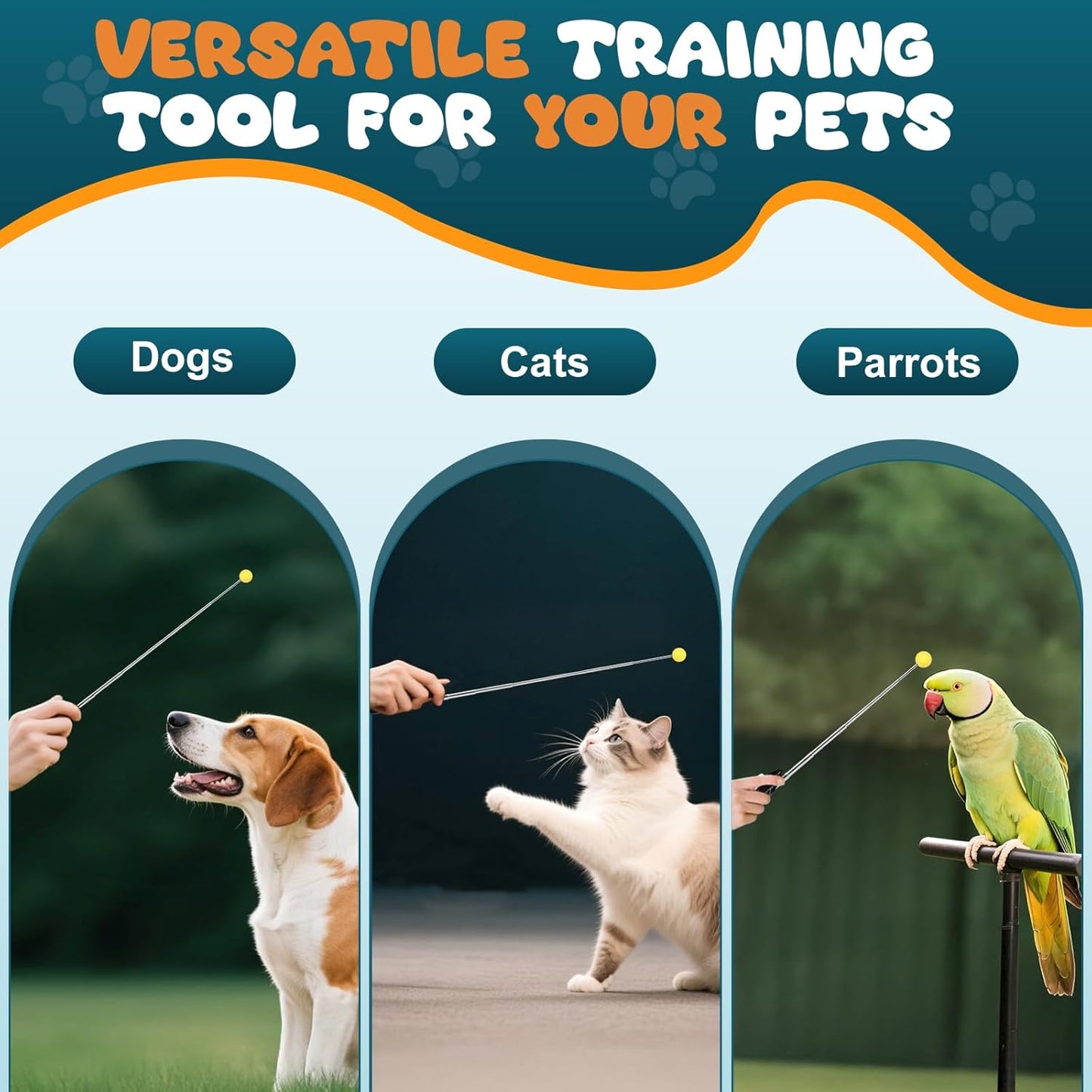 Dog Training Clicker with Target Stick – Portable & Retractable Trainer with Comfortable Handle and Bright Target Ball – Dog Agility Training Aids, Essential Tools & Equipment for Puppies, Cats & Pets