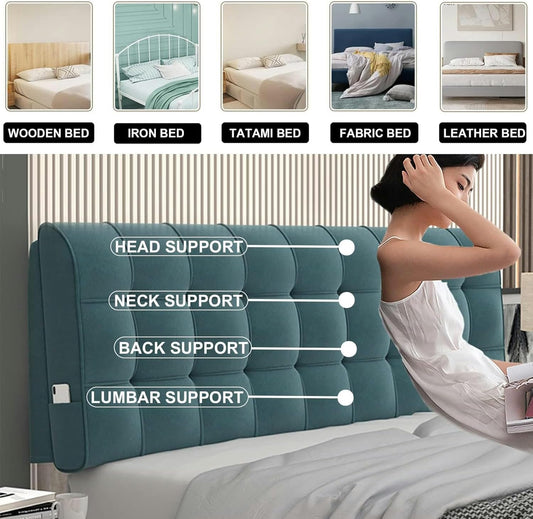 AMNOOL Rectangular Headboard Upholstered Wall Mount Pillow Fleece Reading Support Cushion Large Rest Backrest Removable Lumbar Headboard Bolster for Tatami Daybed