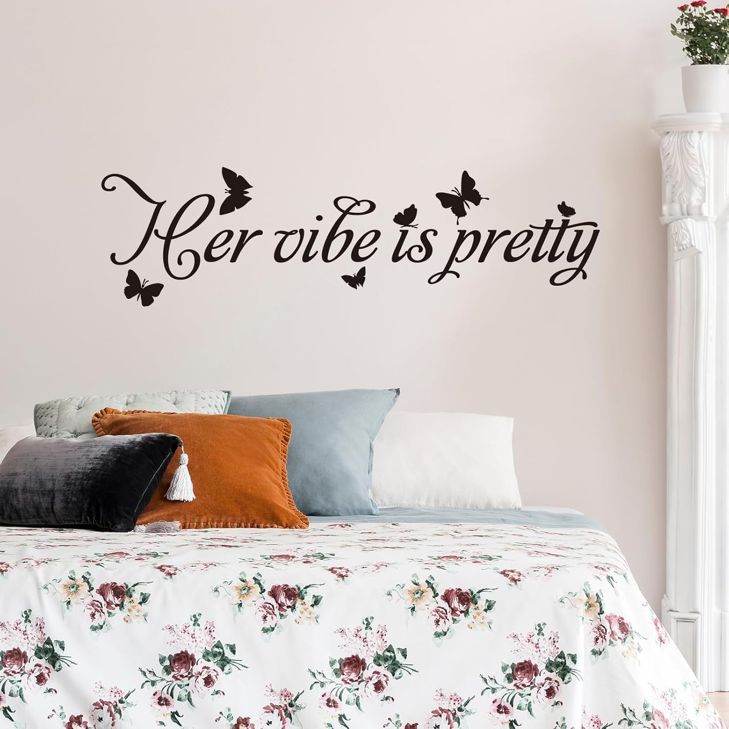 Women Quotes Wall Stickers for Bedroom: Inspirational Positive Vinyl Art Wall Decals for Home Living Room Bathroom - Her Vibe is Pretty 25" X 7"