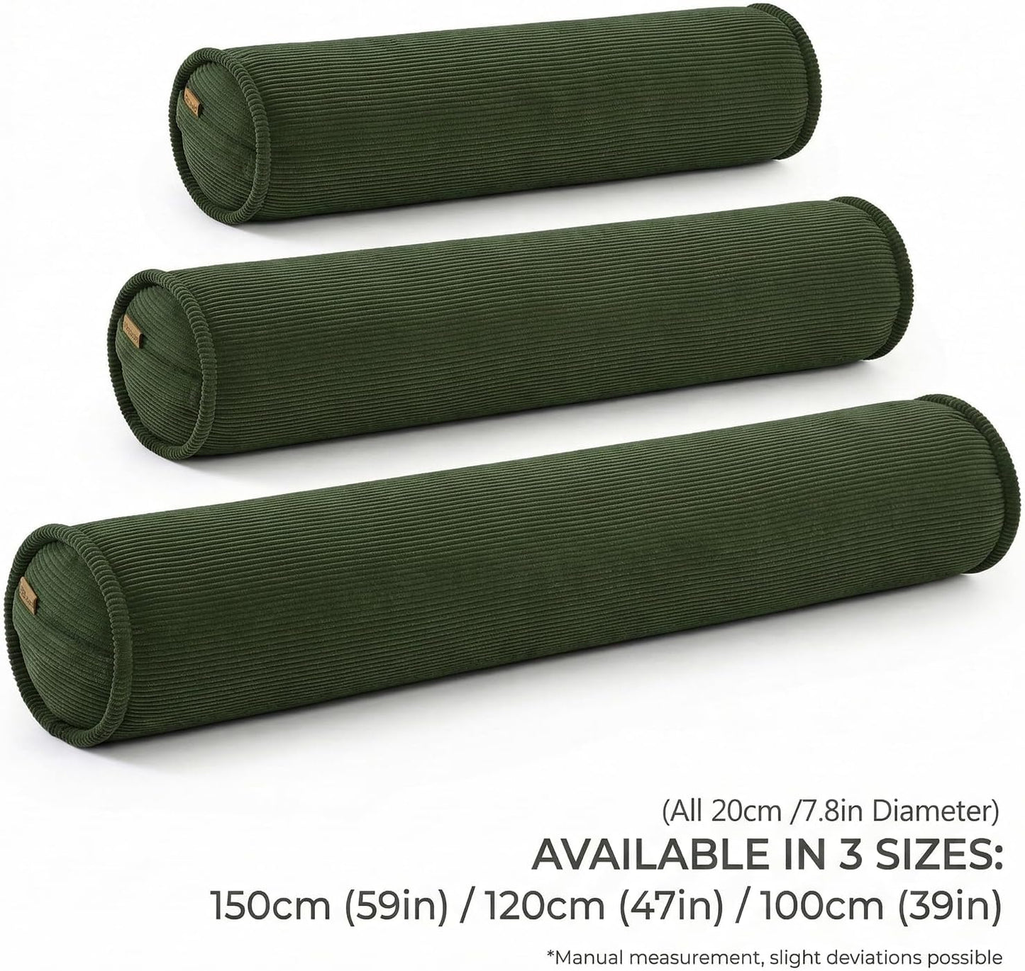 Cuddle Pillow – Corduroy Long Body Pillow for Adults, Cozy Bolster Pillow for Bed, Soft & Supportive for Relaxing Sleep,47 x 7.87 Inches,Avocado Green