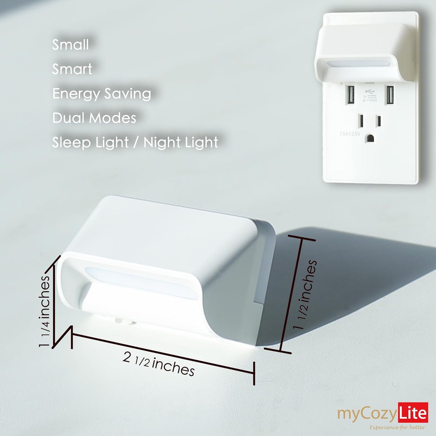 myCozyLite Amber Night Light Plug in, Dual Light Modes Adjustable, Dusk to Dawn Sensor, Automatic ON Off, 2 Pack Night Lights Plug into Wall for Bedroom, Bathroom, Kitchen, Hallway, Stairway