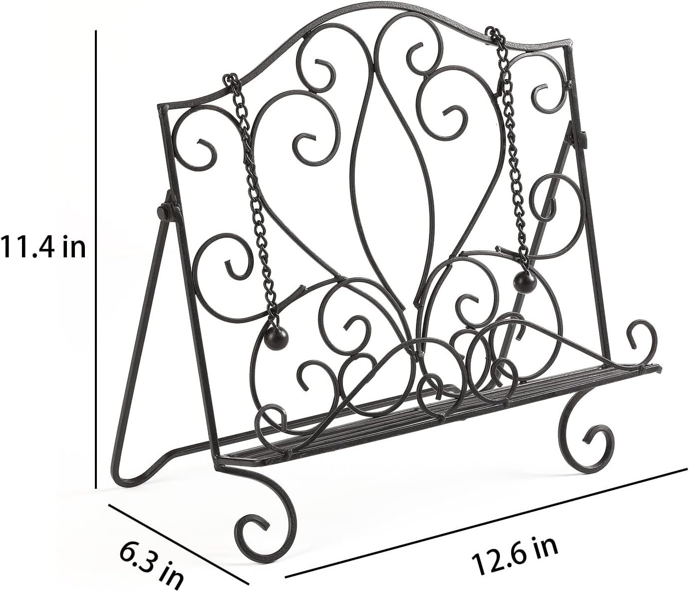 Metal Cookbook Holder Recipe Book Stand for Kitchen, Vintage Scrollwork