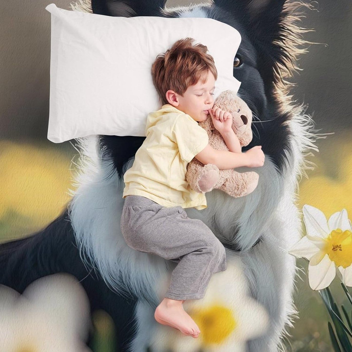 Border Collie Dog Throw Blanket for Couch Bed Plush Cozy Fuzzy Flannel Blanket for All Season 40"x50"