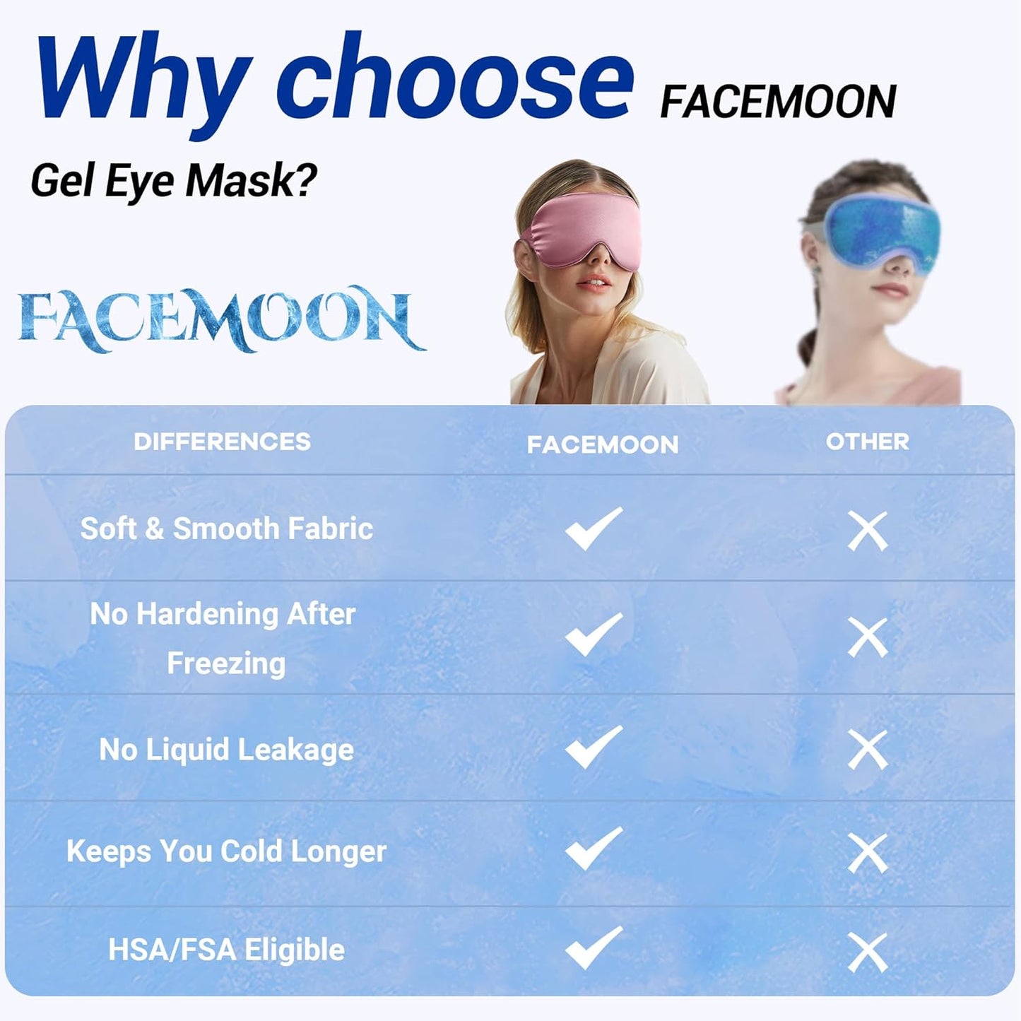 Self Care Gifts for Women: Cooling Eye Mask for Eye Care - Fsa Eligible Items Migraines Headache Relief Ice Pack Mask Products - Cold Compress for Puffy Eyes - Relaxing Gifts (Pink)