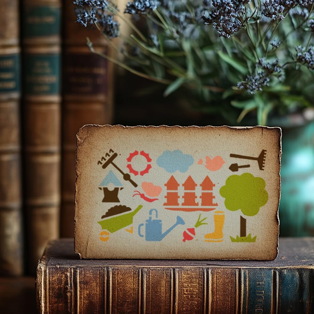 UNICRAFTALE Retro Metal Stencils for Wood Burning Stainless Steel Reusable Template Garden Stencils for Engraving Painting Embossing Journaling Bookmark DIY