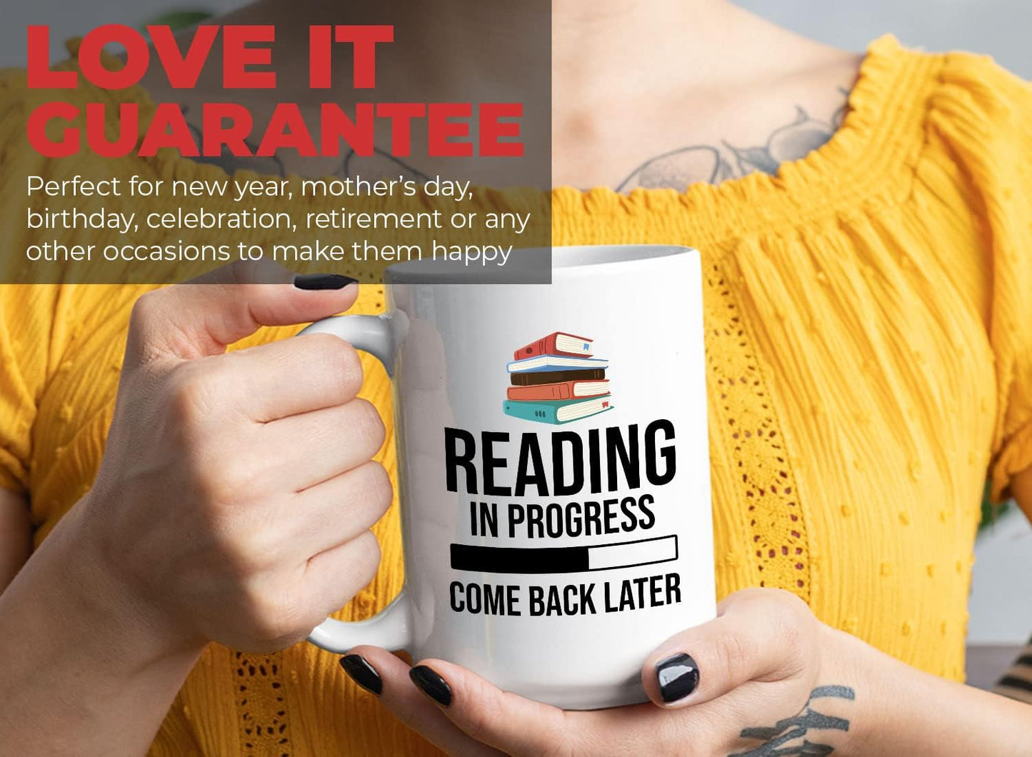 Book Lover Coffee Mug 15oz White - Reading in - Literary librarian Literature Bookworm Historian Public Library Curator Bibliophile Bibliolater
