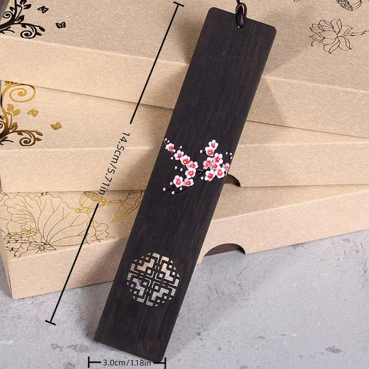 2pcs Wooden Bookmark,Durable Wood Bookmark 5.71x1.18 Inches for Men Women, Eco-Friendly, Lightweight Plum Bossom Design Page Markers for Students Teachers Novels Textbooks
