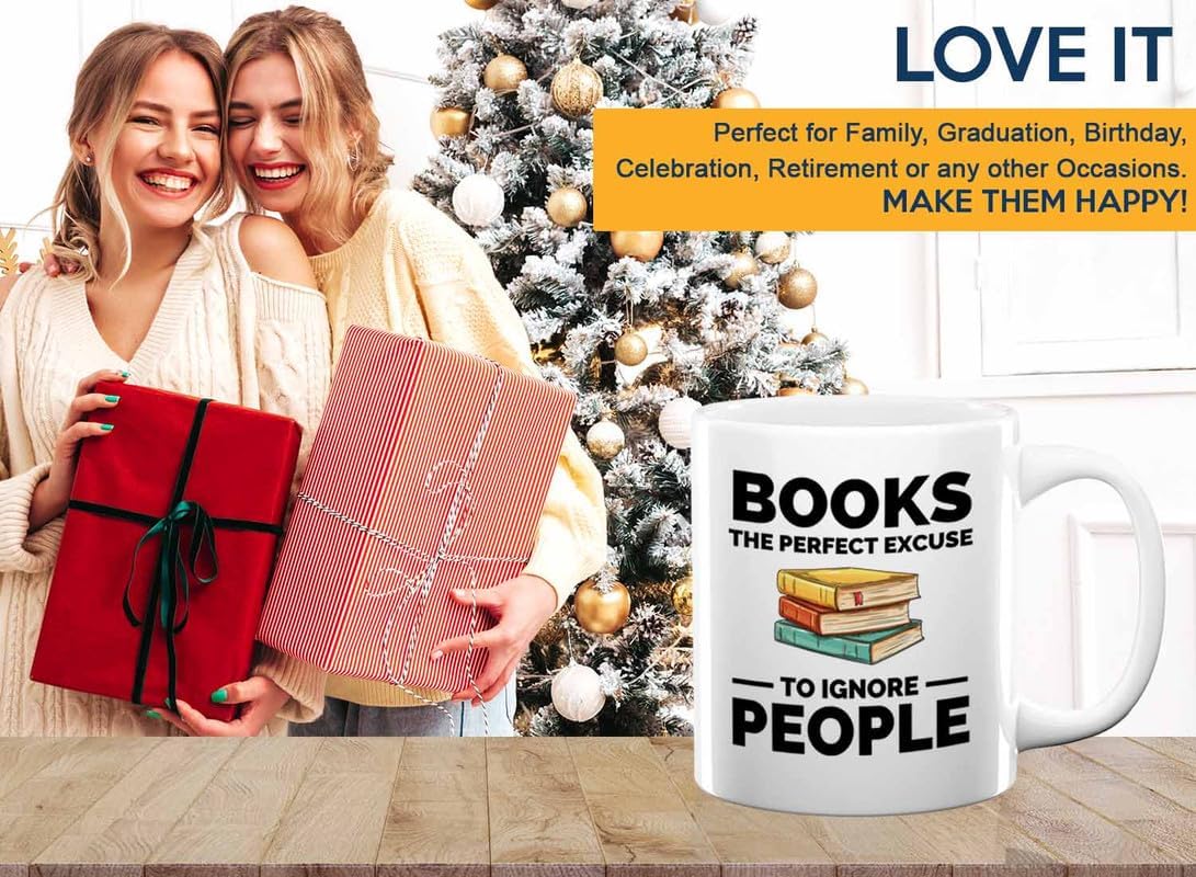 Book Lover Coffee Mug 11oz White - The perfect excuse - Gift For Poets Bookish People Bibliophile Librarian Book Club Reader