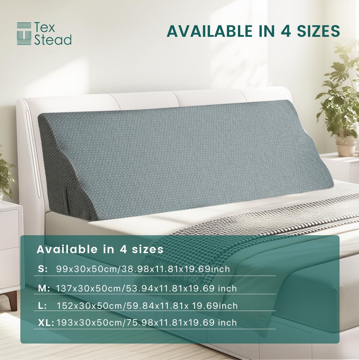 Twin Size Headboard Wedge Pillow with Washable Cover, Ergonomic Incline Memory Foam Cushion Reading Daybed Pillow for Back, Neck, Shoulder Support, Gray(39"x11.8"x19.68")