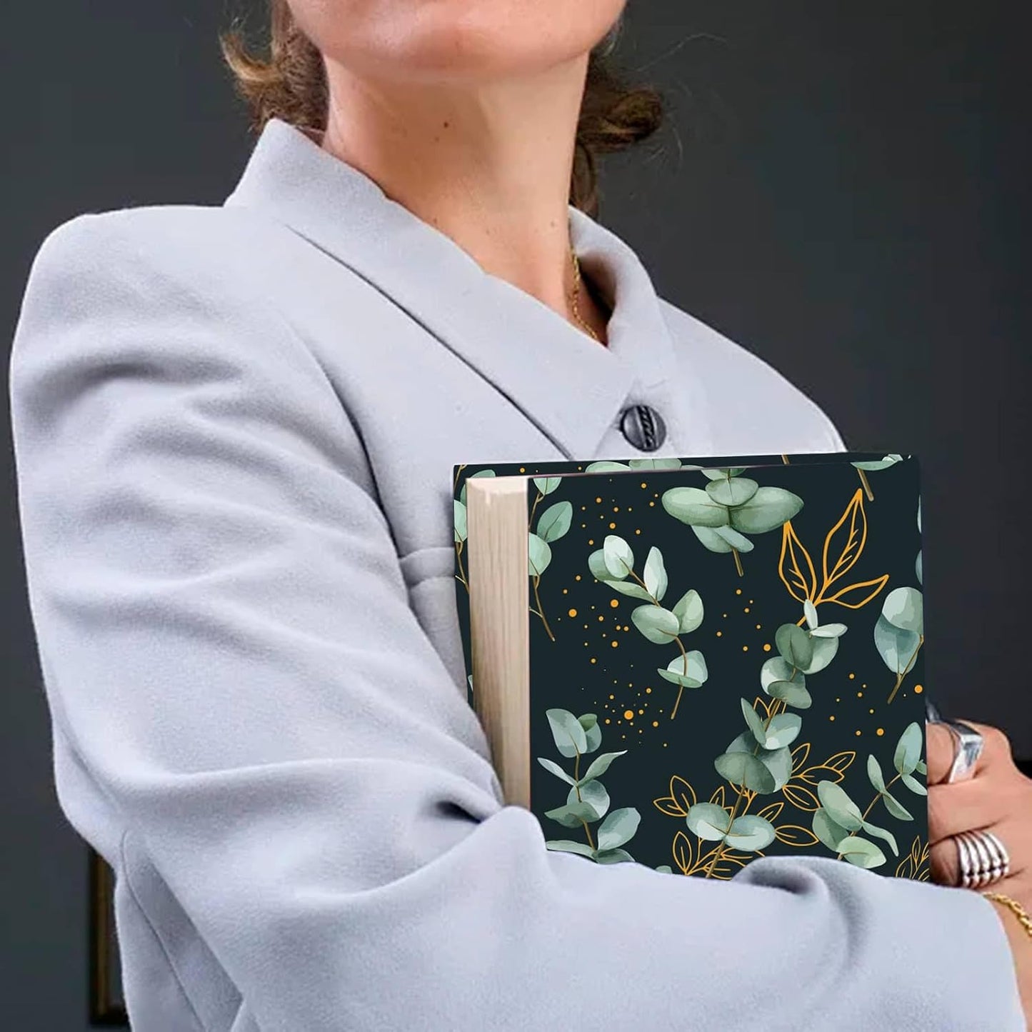 CRASPIRE Green Leaf Stretchable Book Cover Plant Washable Reusable Large Nylon Polyester Book Protector Elastic Notebook Wraps Suitable for Most Hardcover Books Students