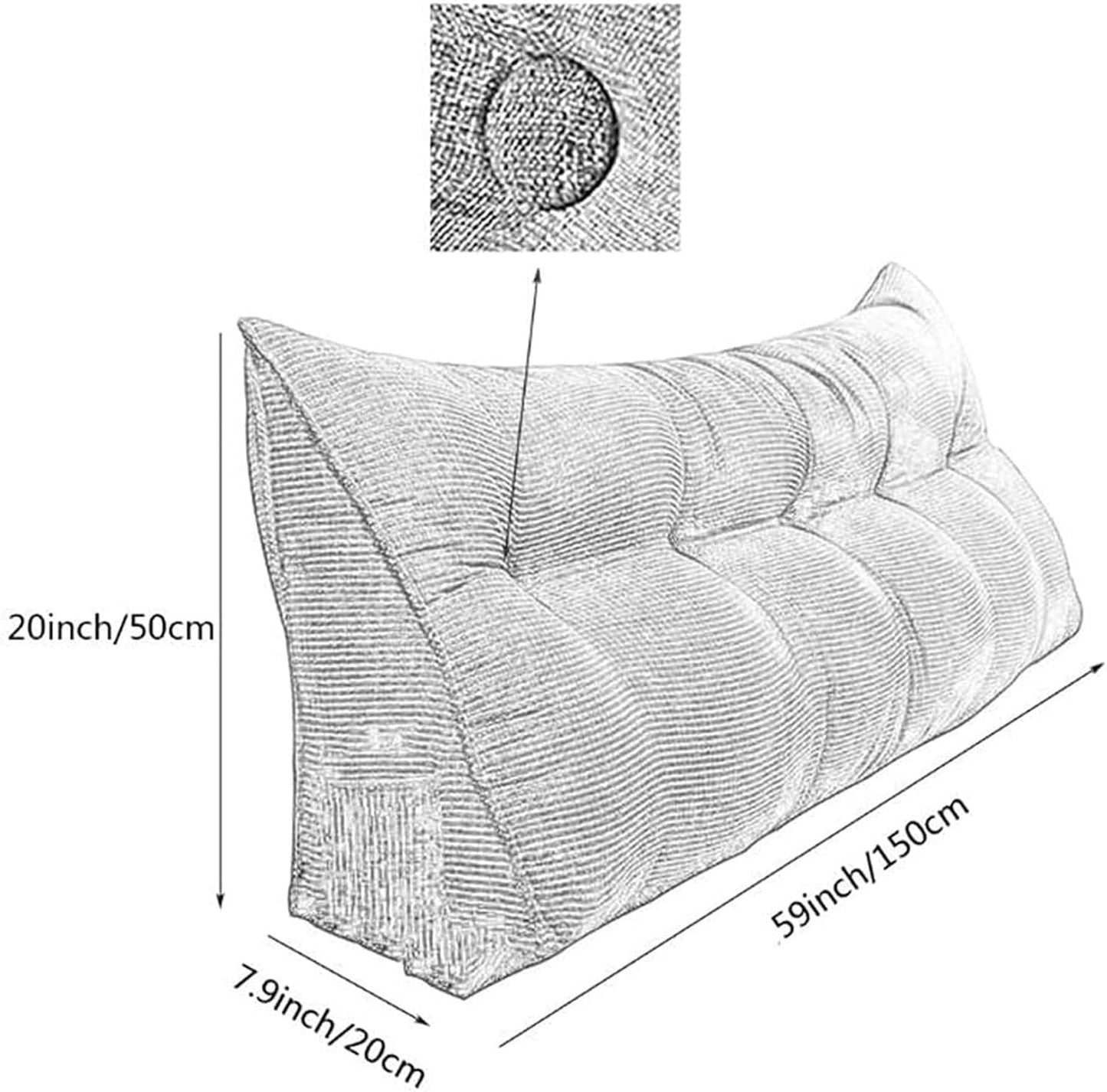 Large Triangular Headboard Long Pillow Solid Color Back Cushion Television Pillow Reading Bolster Wedge Pillow for Sofa Bed Backrest Washable Support Cushion
