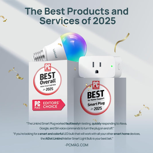 Linkind Matter Smart Plug, Work with Apple Home, Siri, Alexa, Google, SmartThings, Smart Outlet 15A/1800W Max, Smart Home Automation, APP Remote Control,Timer&Schedule, 2.4G Wi-Fi Only, 2 Pack
