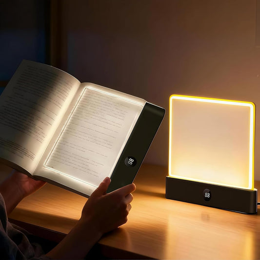 LED Book Light for Reading in Bed, Rechargeable Reading Light with 3 Colors & Stepless Dimming, Night Light with Timer for Adults, USB Eye-Friendly Lamp (Blcak)