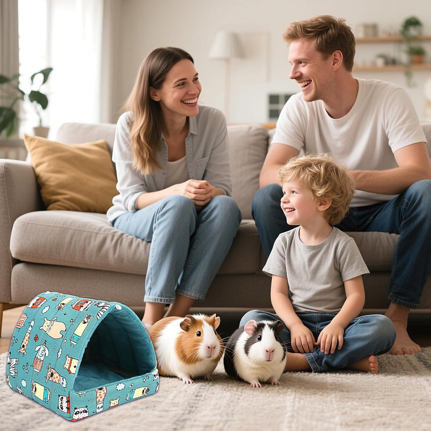 UPINS Guinea Pig Hideout,Guinea Pig Bed Houses Washable Small Animal House Cage Accessories for Dwarf Rabbits Chinchillas Hamsters Hedgehogs Ferrets Bearded Dragons and Rats