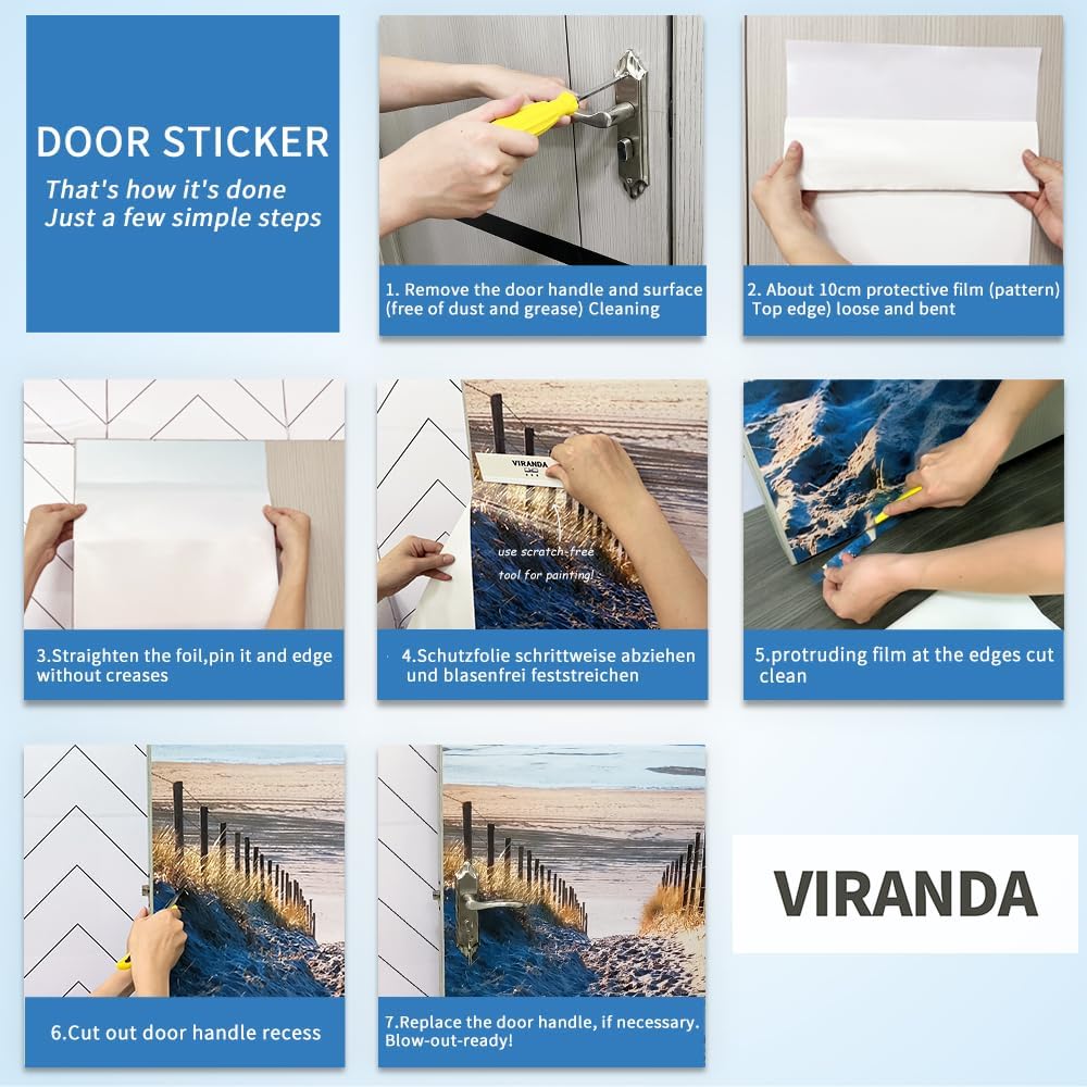 3D Door Stickers Murals Peel and Stick DIY Wallpaper Removable PVC Waterproof Decals Self-Adhesive Wall Covers - Bookcase - Poster for Bedroom Living Room Decor 30.3 x 78.7 inch
