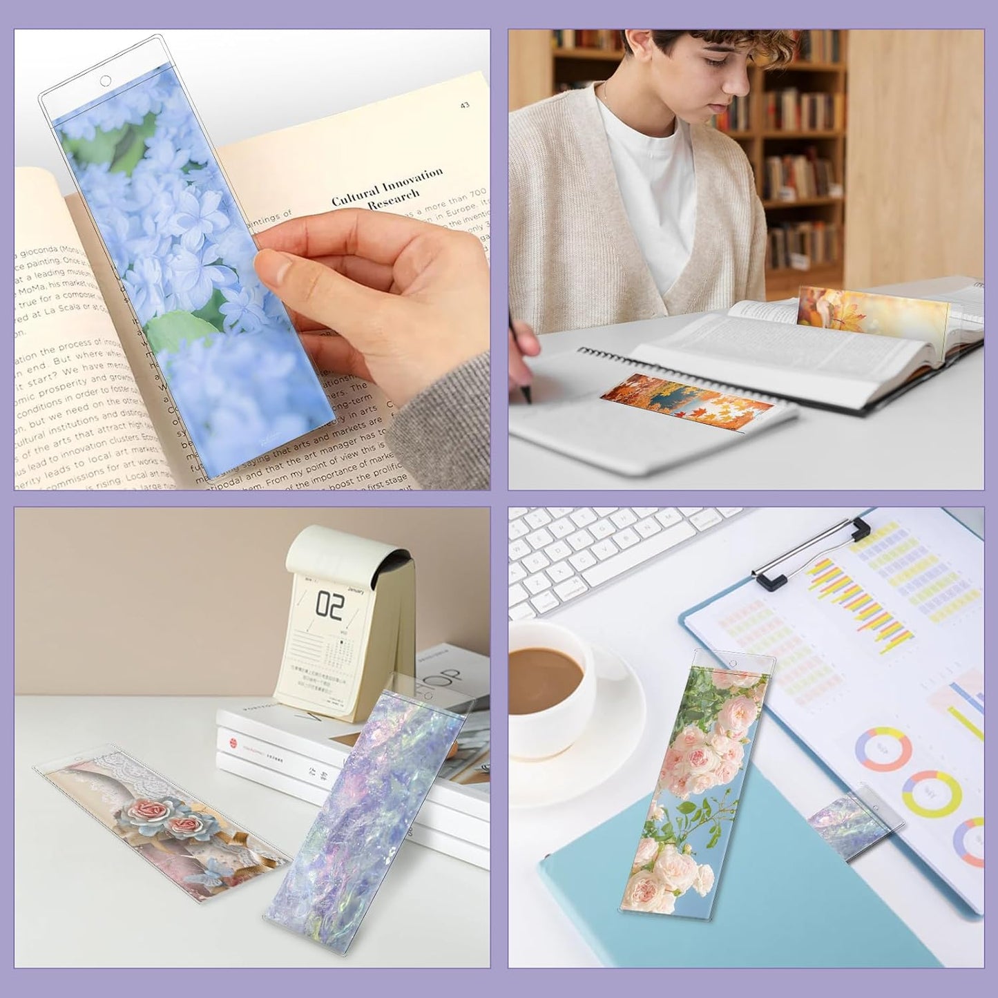 100 PCS Clear Bookmark Sleeves, 7.5 x 2.5 Inch Blank Bookmark Holder Large Clear Photo Booth Sleeves with Hole Book Marker Cover Holder for Wedding Valentine’s Party Favor Decoration
