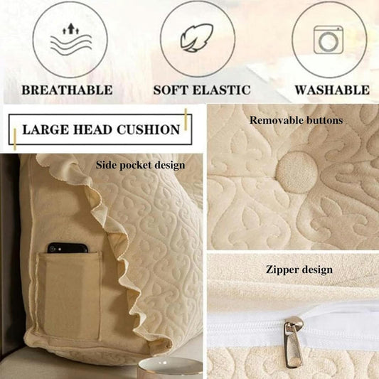 AMNOOL Soft Reading Bed Rest Pillow Large Bolster Cushion Headboard Backrest Wedge Pillow Neck Lumbar Support for Dorm Room Daybed Full Size, Beige
