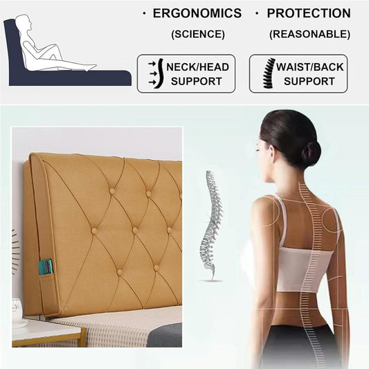 AMNOOL Rectangle Headboard Cushion Reading Pillow,Faux Leather Headboard Pillow Large Backrest,Solid Color Bed Rest Upholstered Daybed Bunk Bed Dorm Bolster