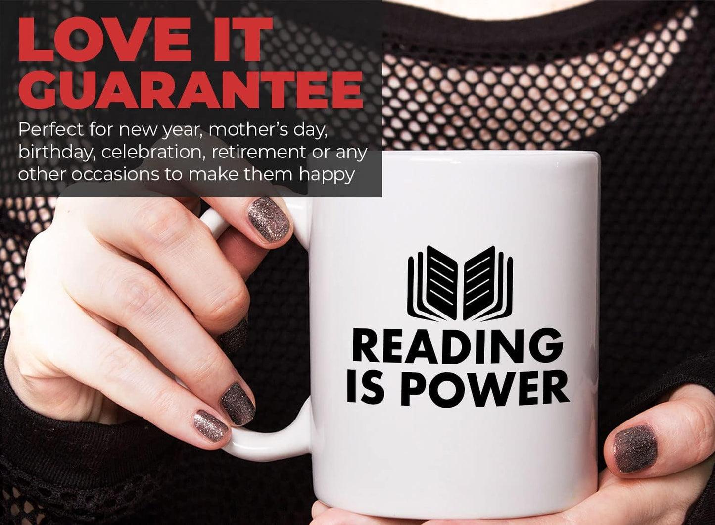 Book Lover Coffee Mug 11oz White - Reading is power - Literary librarian Literature Bookworm Historian Public Library Curator Bibliophile Bibliolater