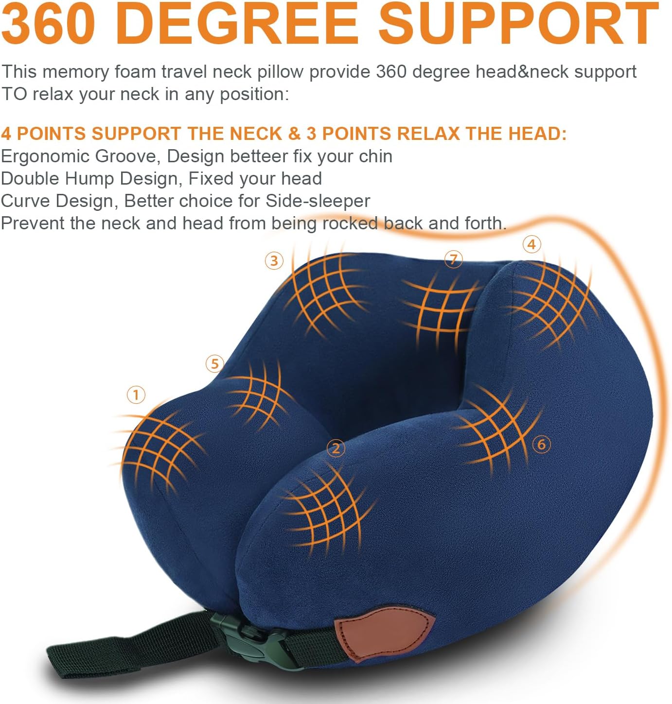 Head Support Travel Pillow - Comfortable, Breathable and Machine Washable. Suitable for Any Sitting Position Head, Neck and Chin Provide Effective Support. Adult