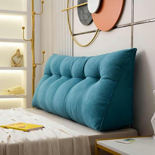 MOUNW Large Headboard Pillow Teal Triangular Headboard Wedge Bed Rest Reading Pillow Backrest Positioning Support Bolster Cushion with Removable Cover, 47x20x8in