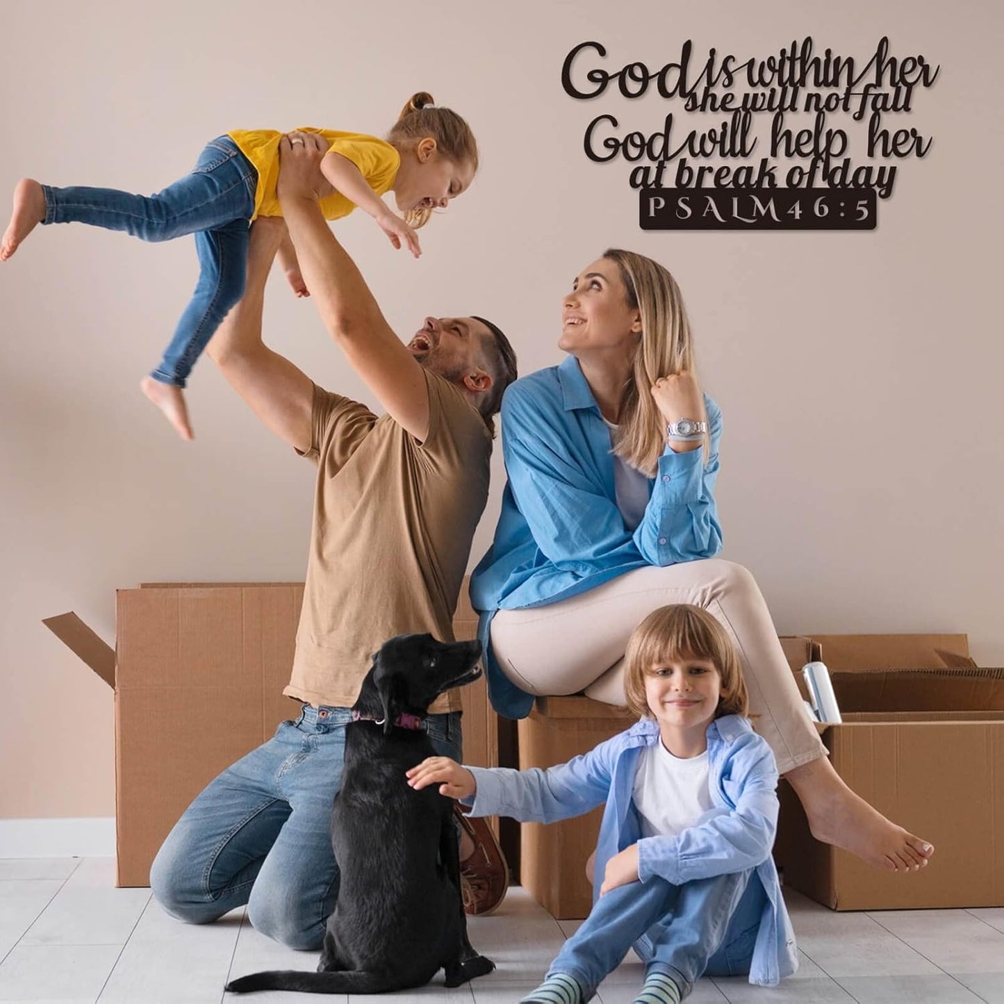 Psalm 46:5 Inspirational Scripture Metal Wall Sign - 16.5"X8.3" Inch Steel Bible Verse Wall Art Hangings and Holy Biblical Decor (Black)