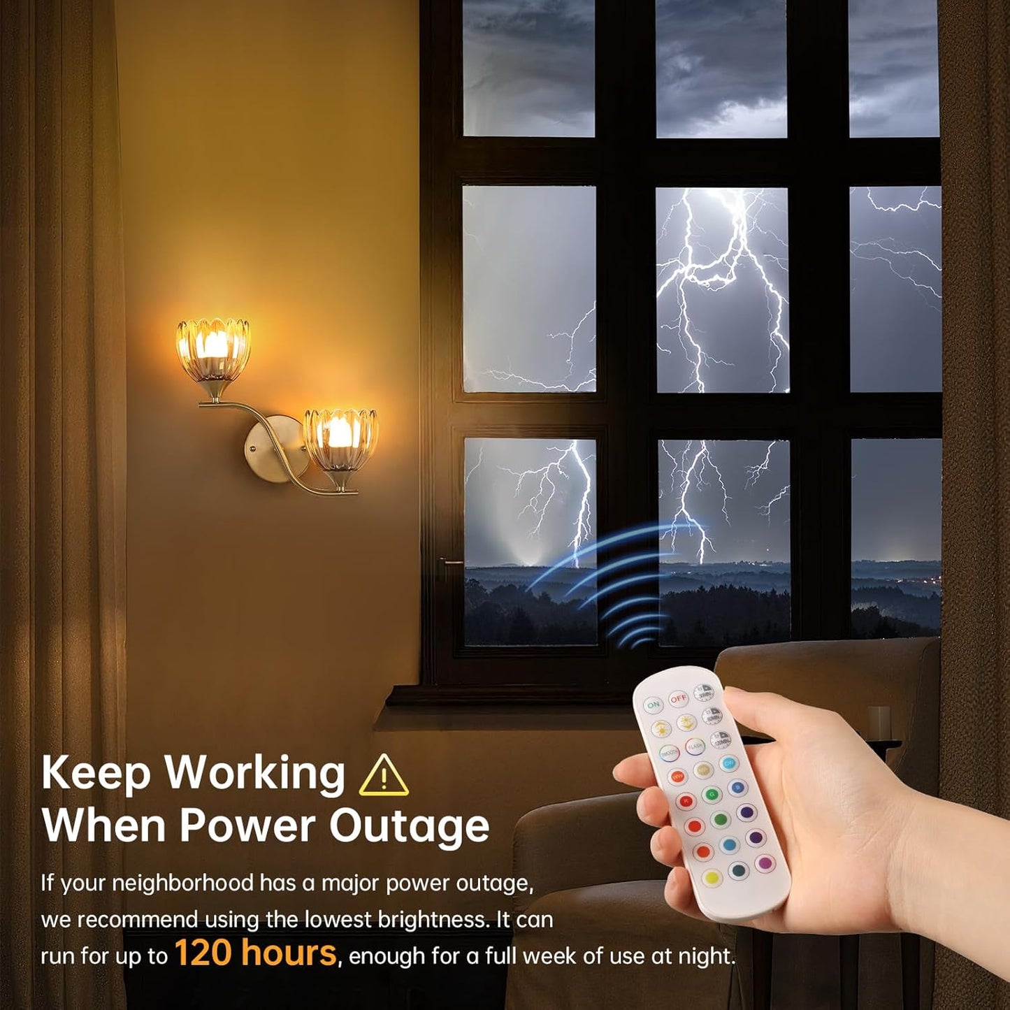 Battery Operated Wall Sconce, 2-Lights Vinatge Brass Wall Lighting with Amber Tluip Shade Rechargeable Bulb with Remote for Living Room, Bedroom