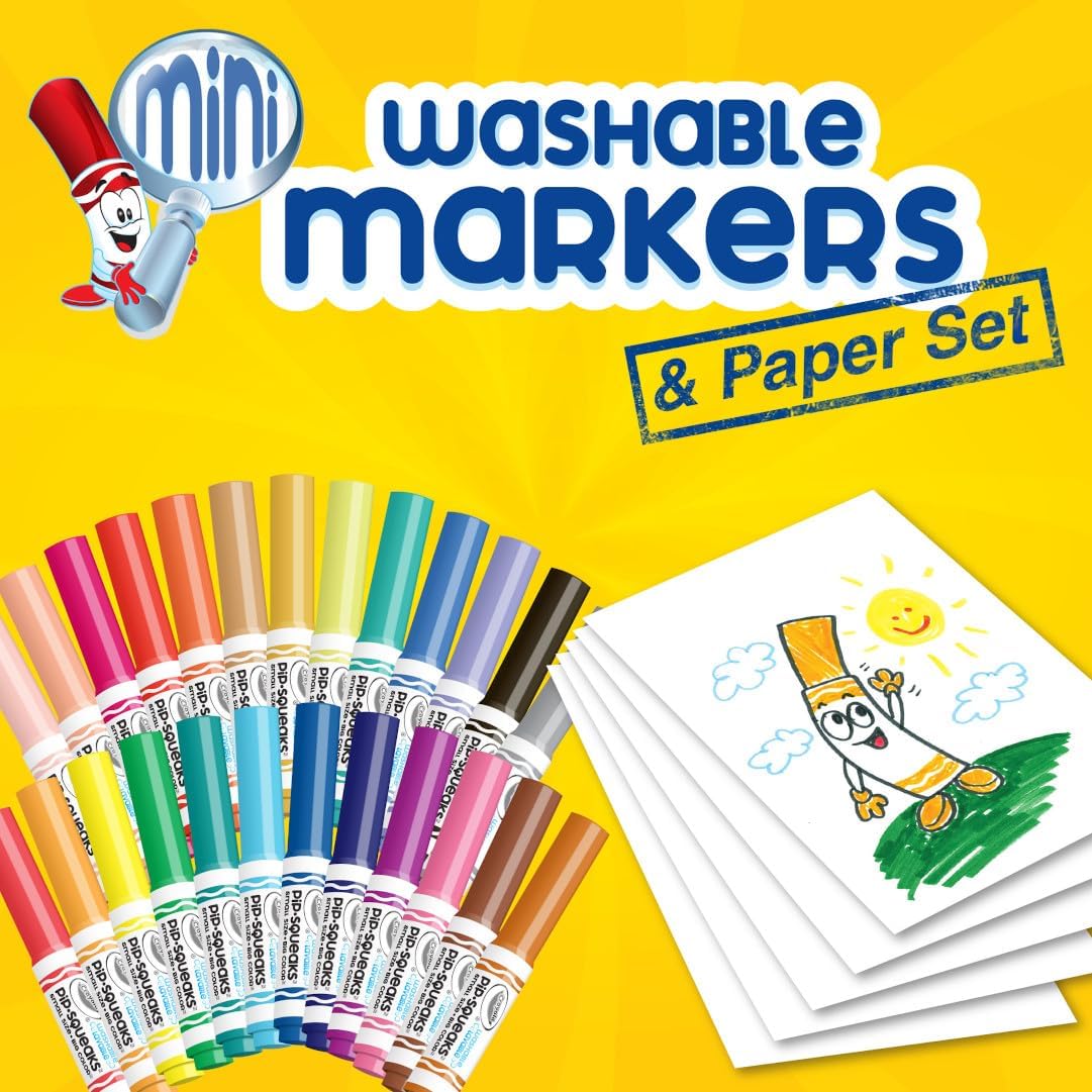 Crayola Pip-Squeaks Washable Marker Set (65ct), Essential Easter Basket Stuffers, Coloring Set, Drawing Art Supplies for Kids, Spring Craft Kit, Travel Activity, Gifts for Kids