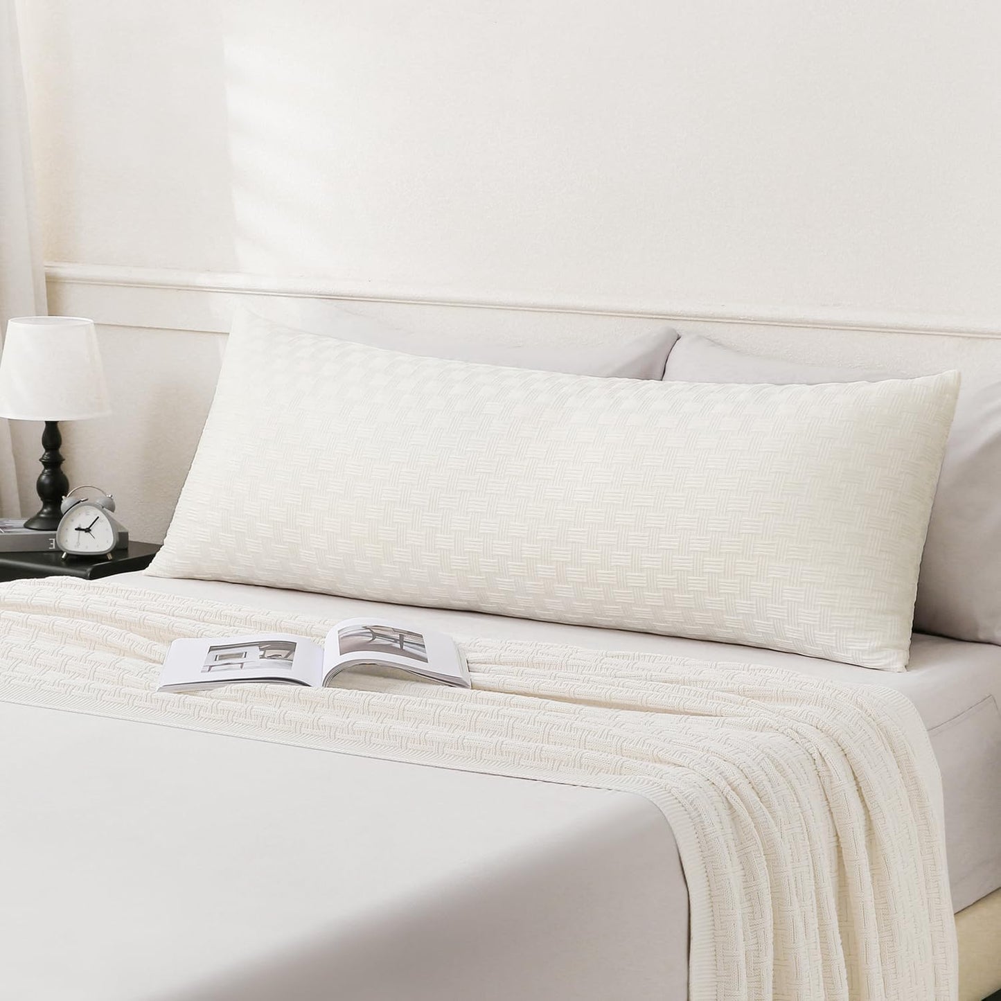 Oubonun Full Body Pillow for Adults, Soft and Fluffy Large Body Pillow for Sleeping, Premium Long Bed Pillow for Side Sleepers(21 X 54,Cream)