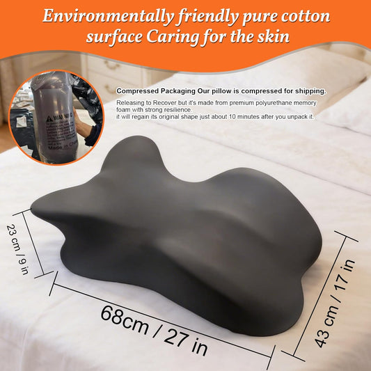 Large Size Memory Foam Ergonomic Pillow – Prone Support Orthopedic Pillow for Sleeping, Reading & Back Relief with Removable Cover Body Pillow Suppurt Weights Over 260 Pounds
